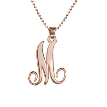 18ct Rose Gold Plated Single Initial Necklace	