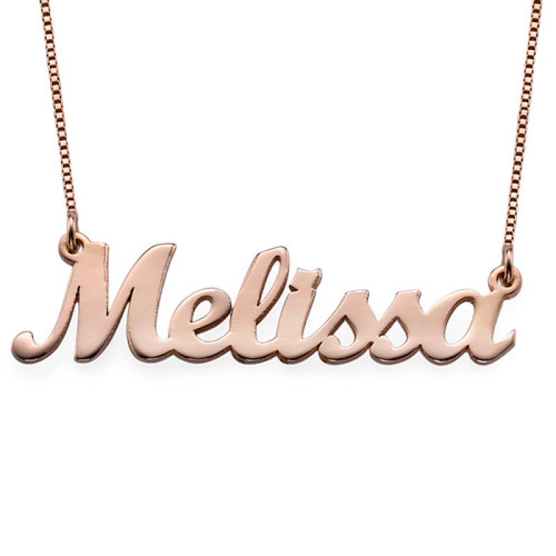 18ct Rose Gold Plated Script Name Necklace Personalised 18ct rose gold plated script name necklace