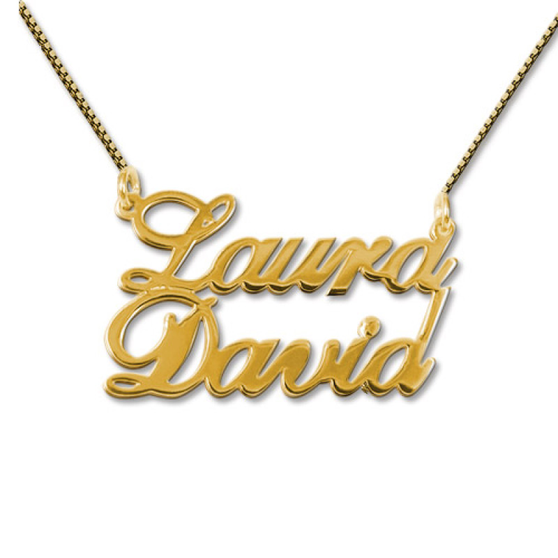 18ct gold-plated silver pendant necklace personalised with two names