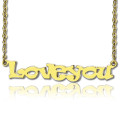Gold I Love You personalised name necklace pendant