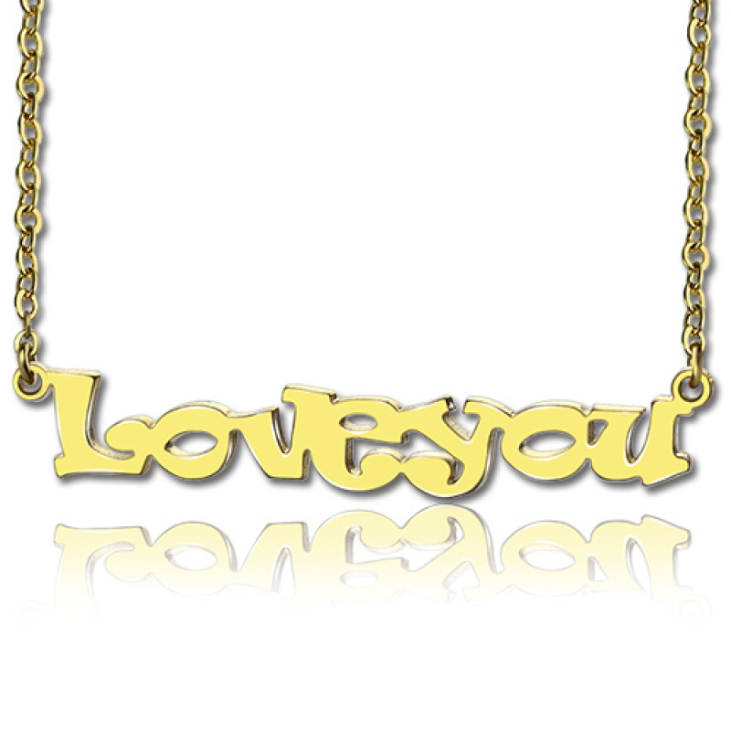 Gold I Love You personalised name necklace pendant