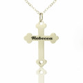 Silver Rebecca Font Cross Name Necklace Silver Rebecca font cross name necklace