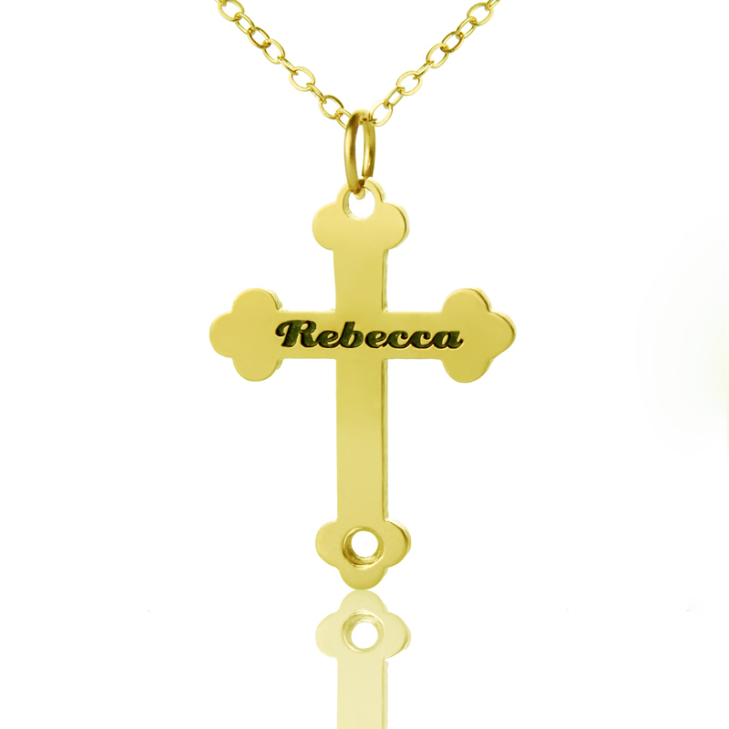 Rebecca Font Cross Name Necklace Personalised Rebecca font cross name necklace in sterling silver