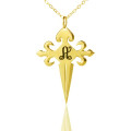 Gold plated 925 silver St James cross initial necklace