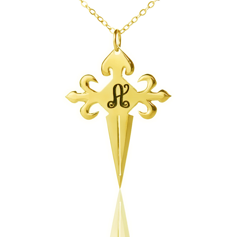 Gold plated 925 silver St James cross initial necklace