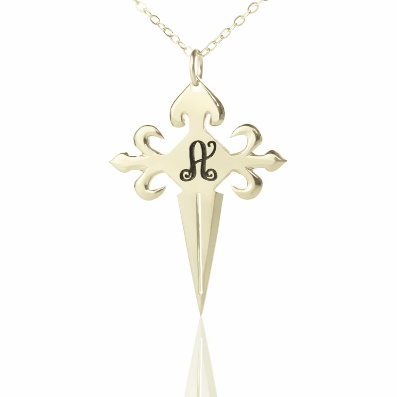 Silver St James Cross Name Necklace Silver St James cross name necklace