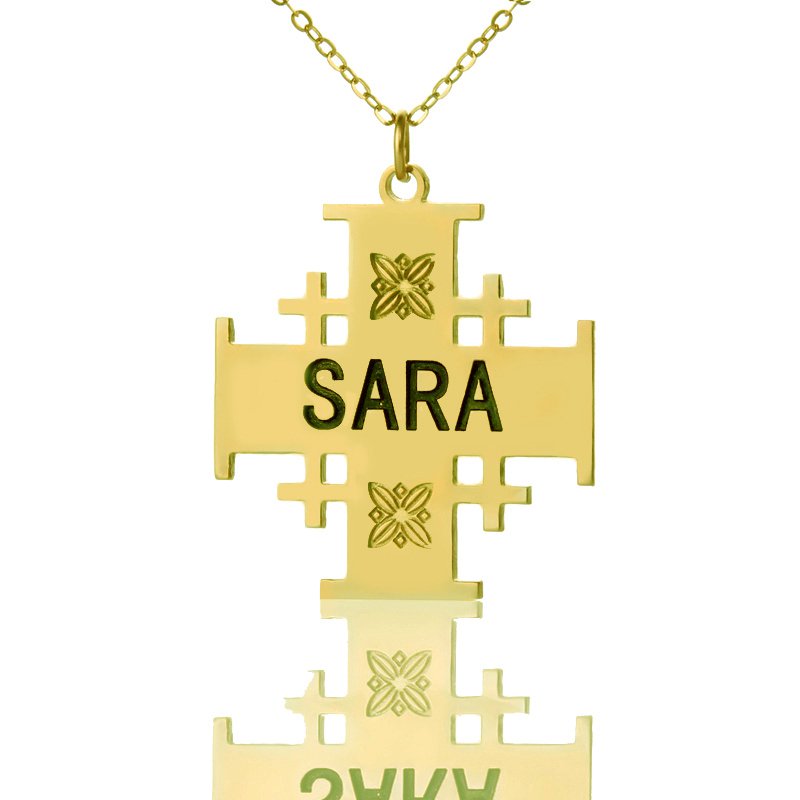 Jerusalem Cross Name Necklace Personalised Jerusalem cross name necklace