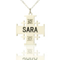 Silver Jerusalem Cross name necklace