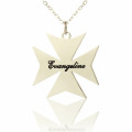 Personalised silver Maltese cross name necklace