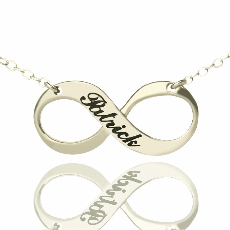 Engraved Name Infinity Necklace Sterling Silver Engraved name infinity necklace in sterling silver