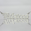 Personalised Puff Font Name Necklace Personalised puff font name necklace in 18ct white gold plated finish