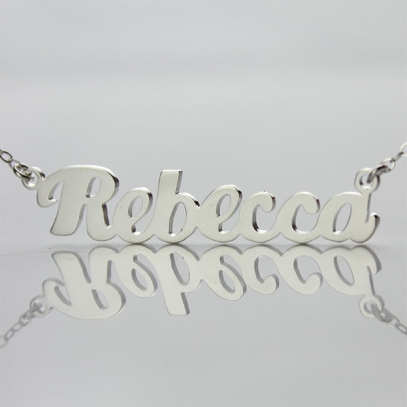 Personalised Puff Font Name Necklace Personalised puff font name necklace in 18ct white gold plated finish