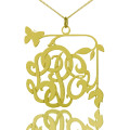 Vines Butterfly Monogram Initial Necklace Vines and butterfly monogram initial necklace
