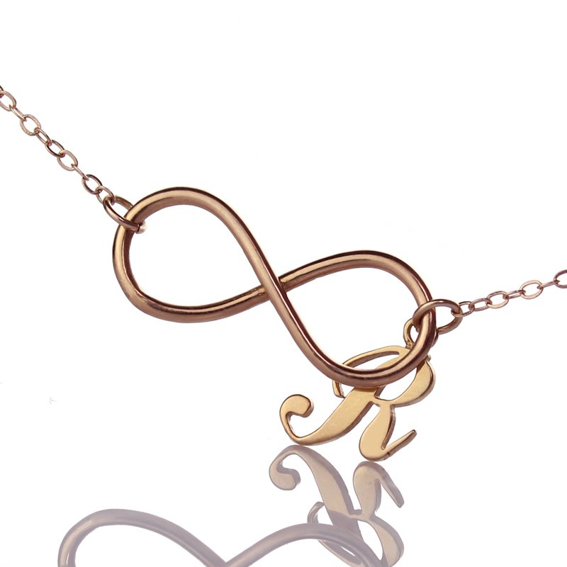 Rose Gold Plated Infinity Initial Necklace Rose gold plated infinity initial necklace