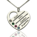 Personalised Mother's Heart Necklace with Birthstone Name Personalised mother's heart necklace with engraved names and birthstone detail