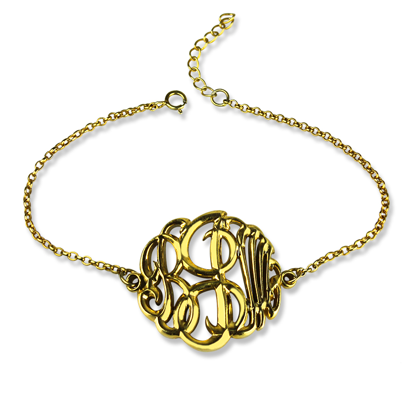 Personalised Monogram Bracelet Hand-Painted 18ct Gold Plated Personalised hand-painted monogram bracelet with 18ct gold-plated finish