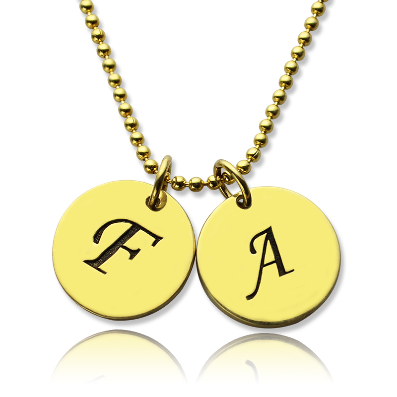 Personalised initial charm disc necklace