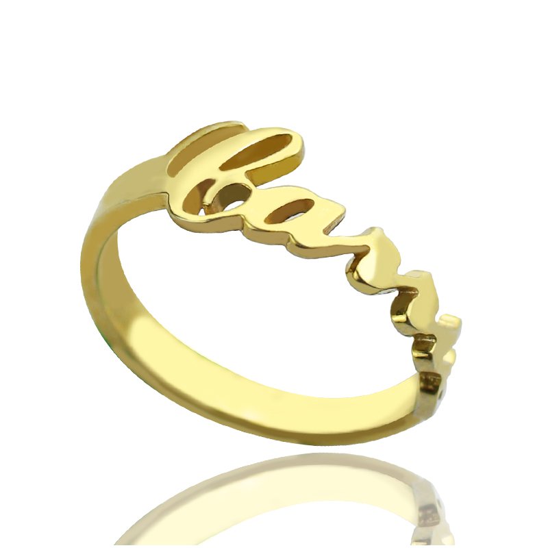 Custom Carrie Name Ring 18ct Gold Plated Custom Carrie-style cut-out name ring