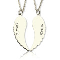 Personalised his and her angel wings necklace set