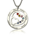 Personalised Heart-in-Heart Birthstone Name Necklace Personalised heart-in-heart birthstone name necklace in silver