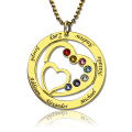 Heart in Heart Personalised Birthstone Name Necklace Personalised heart-in-heart birthstone name necklace