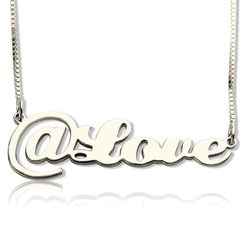 Personalised name necklace featuring an @ symbol