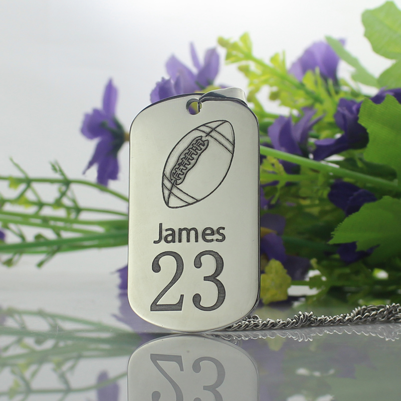 Men's Dog Tag Rugby Name Necklace Men's personalised dog tag rugby name necklace