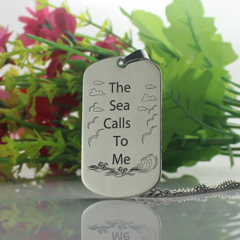 Man's Dog Tag Ocean Theme Name Necklace Man's Dog Tag Ocean Theme Name Necklace