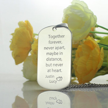 Man's Dog Tag Love Theme Name Necklace Man's Dog Tag Love Theme Name Necklace