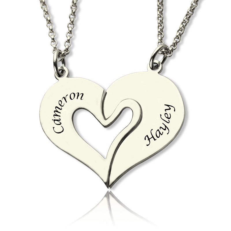 Personalised Breakable Heart Name Necklace Personalised breakable heart name necklace for couples