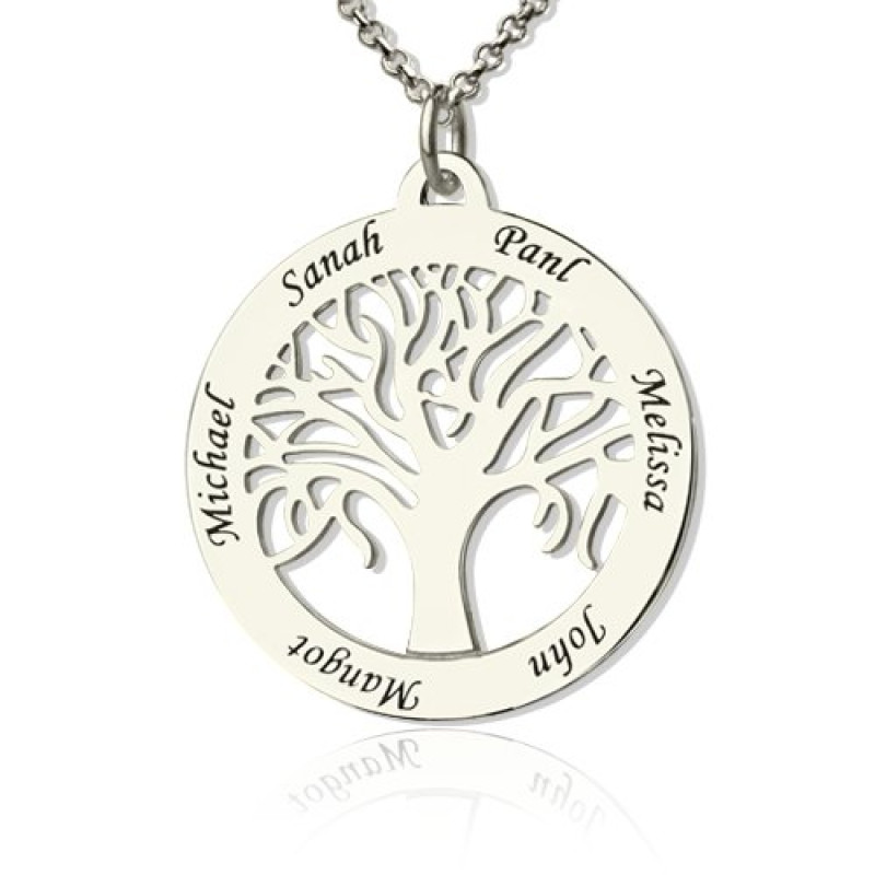 Tree of Life Engraved Name Necklace in Silver Tree of Life engraved name necklace in silver