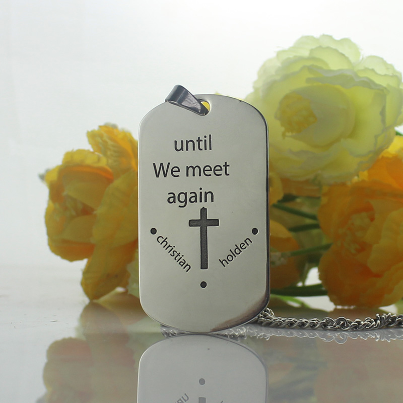 Remembrance dog tag name necklace product view