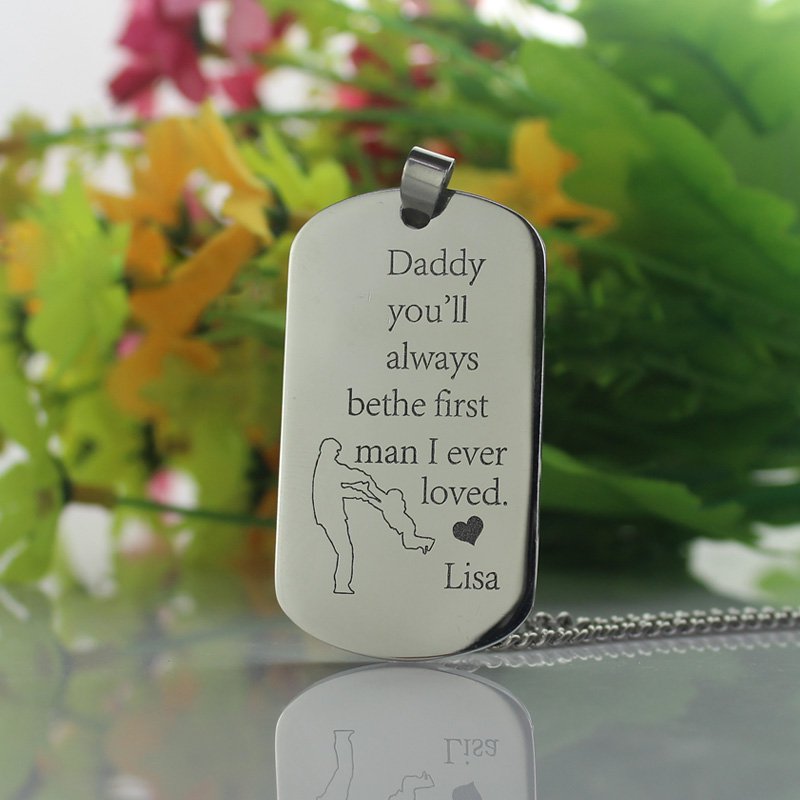 Father's Love Dog Tag Name Necklace Father's Love personalised dog tag name necklace product view
