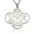 Personalised cut-out clover monogram necklace in sterling silver