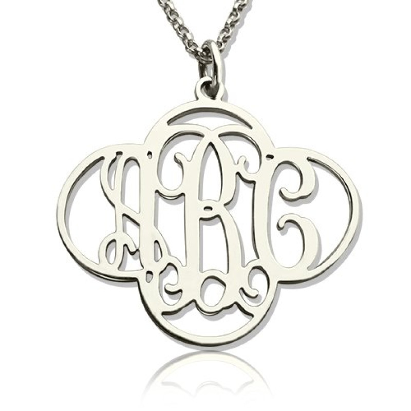 Personalised cut-out clover monogram necklace in sterling silver