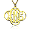 Personalised cut-out clover monogram necklace in gold-plated sterling silver
