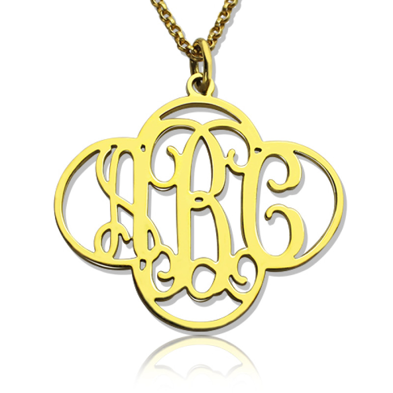 Personalised cut-out clover monogram necklace in gold-plated sterling silver