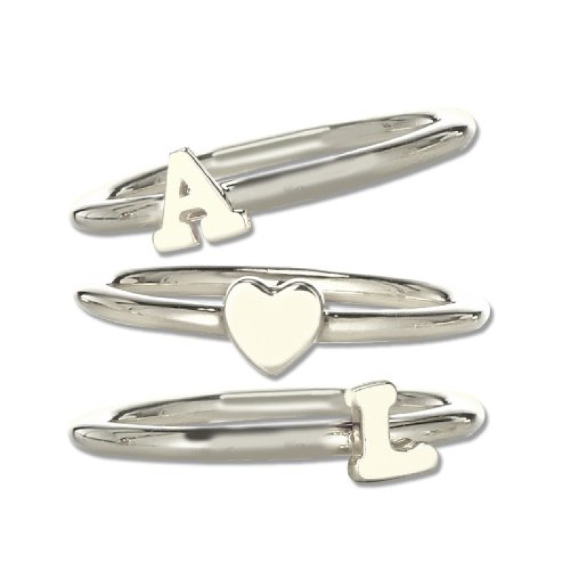 Stackable Midi Initial Ring Sterling Silver Stackable midi initial ring in sterling silver