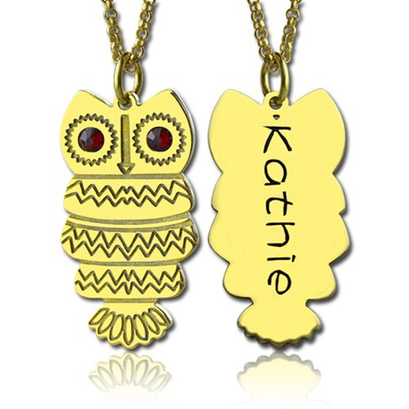 Cute Birthstone Owl Name Necklace Cute birthstone owl name necklace