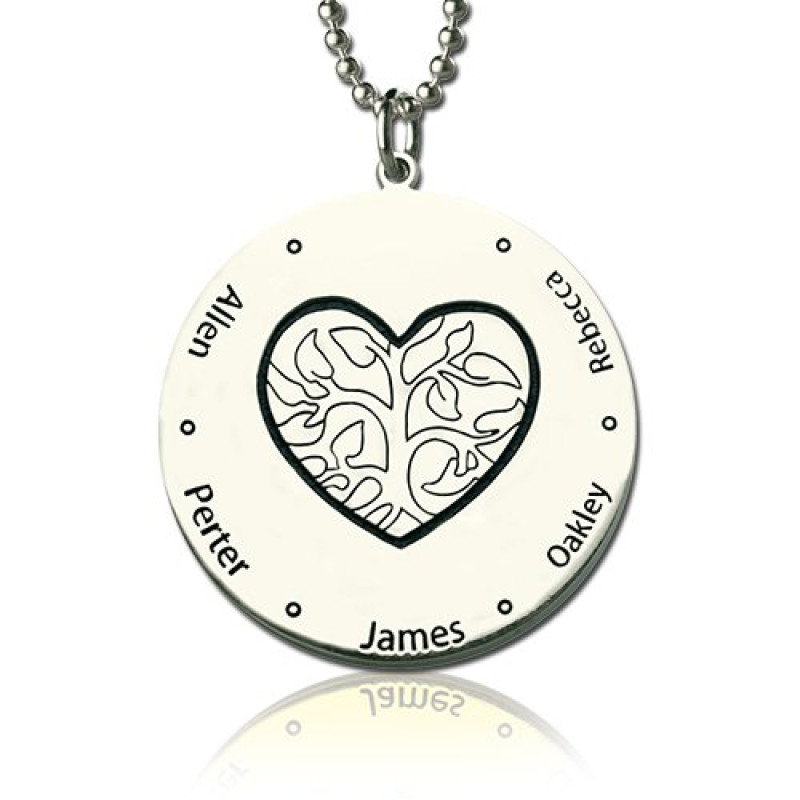 Personalised family tree necklace with engraved names
