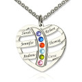 Personalised heart necklace with names and birthstones