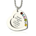 Personalised Heart Family Birthstone Necklace Personalised heart family necklace with engraved names and birthstones