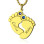 Birthstone Baby Feet Charm Pendant 18ct Gold Plated