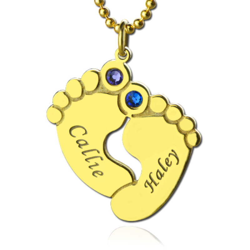 Birthstone Baby Feet Charm Pendant Birthstone baby feet charm pendant