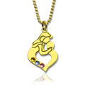 Mother and Child Heart Birthstone Necklace Personalised mother and child heart birthstone necklace