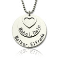Personalised silver family disc pendant necklace with engraved names