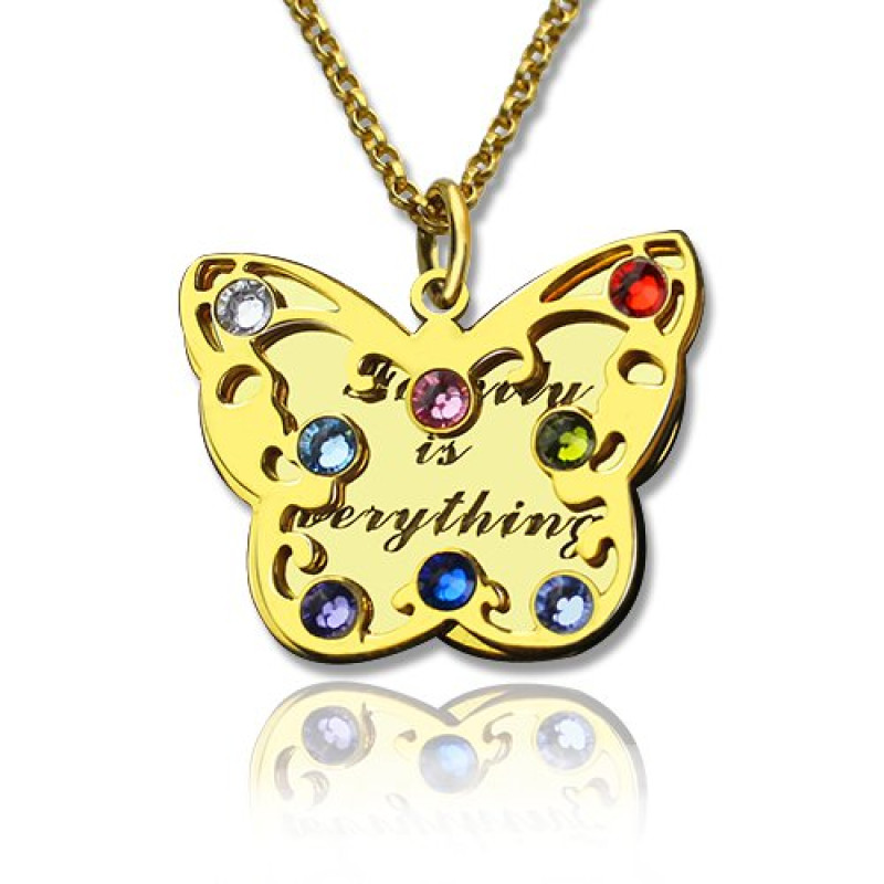 Birthstone Butterfly Necklace 18k Gold Plated Birthstone Butterfly Necklace 18k Gold Plated