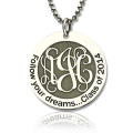 Personalised class graduation monogram necklace in sterling silver