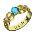 Personalised birthstone infinity promise ring with name engraving