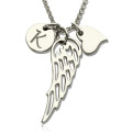 Girls Angel Wing Necklace with Heart Initial Charm Personalised girls angel wing necklace with heart and initial charms